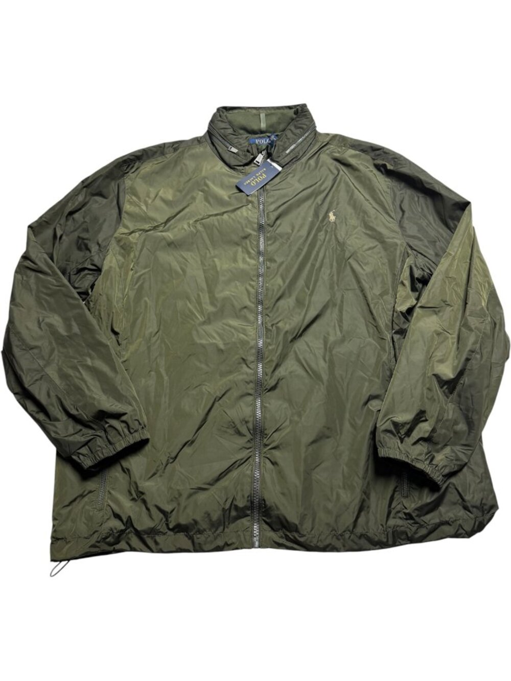 NWT Polo Ralph Lauren Armadillo Green Rain Jacket Packable Hood Men’s 2XLT